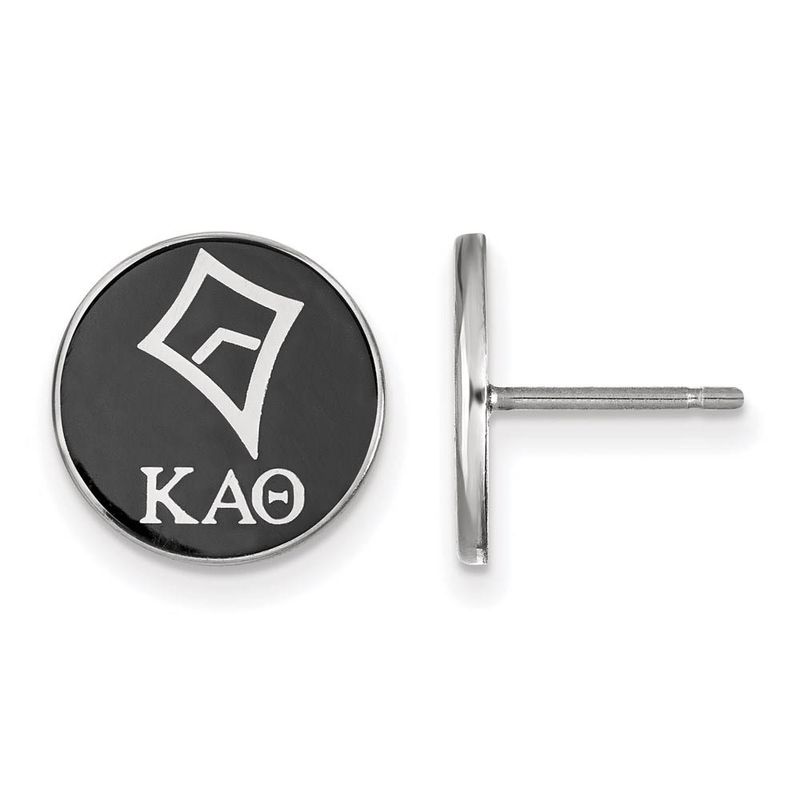 Sterling Silver Kappa Alpha Theta Black Enamel Kite Post Earrings